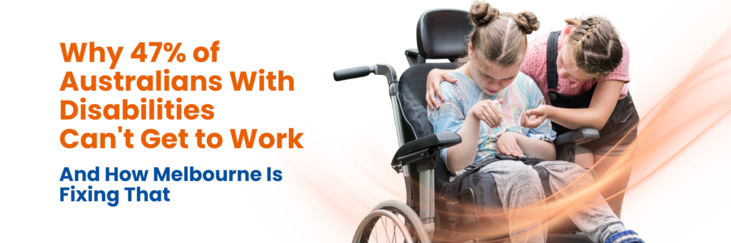 A smiling NDIS participant boarding an accessible vehicle in Melbourne